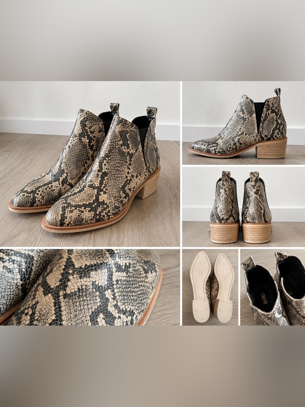 Women’s Snakeskin Pointed-Toe Ankle Boots - Neutral